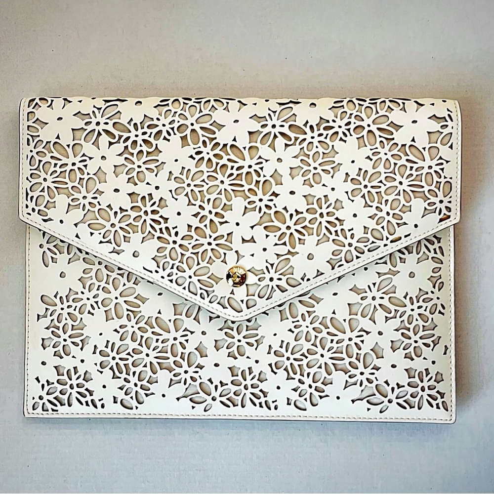 kate spade Laser Cut Floral Ivory Clutch
